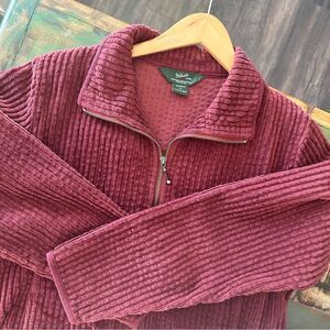 Woolrich Sweater Dark Ruby Red Full Zip Thick Rib Long Sleeve Women’s Sz Medium